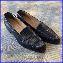 Vintage Ralph Lauren Polo Black Genuine Crocodile Loafers-9.5 B