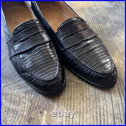Vintage Ralph Lauren Polo Black Genuine Crocodile Loafers-9.5 B