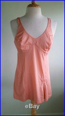 Vintage Rare Mini Dress Full Slip Designed by Ginger Rogers 70's Peach Sz 38