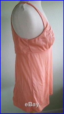 Vintage Rare Mini Dress Full Slip Designed by Ginger Rogers 70's Peach Sz 38