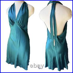 Vintage Rare Victoria's Secret 100% Silk Slip Dress Emerald Teal Y2K Sz S