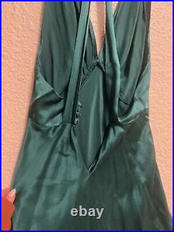 Vintage Rare Victoria's Secret 100% Silk Slip Dress Emerald Teal Y2K Sz S