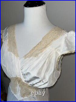 Vintage Rayette Slip Dress Bias Cut Lace Beige 30s 40s Lingerie Size 6