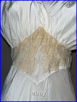 Vintage Rayette Slip Dress Bias Cut Lace Beige 30s 40s Lingerie Size 6