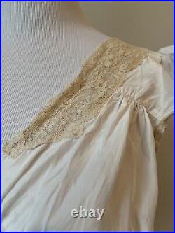 Vintage Rayette Slip Dress Bias Cut Lace Beige 30s 40s Lingerie Size 6