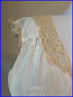 Vintage Rayette Slip Dress Bias Cut Lace Beige 30s 40s Lingerie Size 6