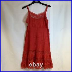 Vintage Red Lace Slip Dress Size Large X 42 44 Nylon Slip Lovely
