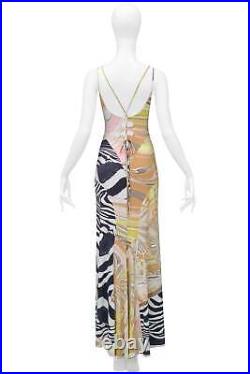 Vintage Roberto Cavalli Zebra & Floral Multi Print Maxi Dress