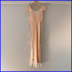 Vintage Romantic 1930's Peach Satin Slip Gown (S-M)