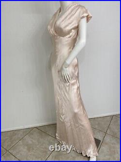 Vintage Rose Pink Silk Satin Bias Cut Long Slip Dress Made In US 0-2
