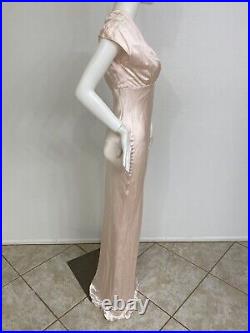 Vintage Rose Pink Silk Satin Bias Cut Long Slip Dress Made In US 0-2