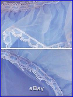 Vintage Ruffled Blue Nightgown Slip Dress Bed Jacket Silk Ribbon Lace Trim