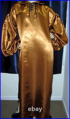 Vintage SATIN! High Gloss Copper Satin Balloon Shirt Gown