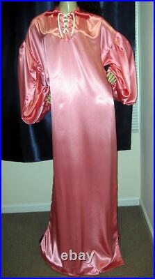 Vintage SATIN! High Gloss Coral Satin Balloon Shirt Gown