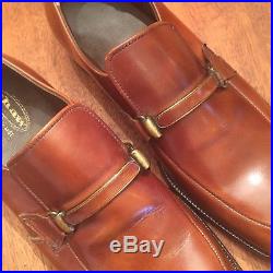 Vintage SHAW Handmade Dress Shoes Brown Leather Steel Shank Loafer Slip On Men 8