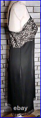 Vintage Saks Fifth Avenue Sexy Slip Chemise Size 38 Black Satin & Lace