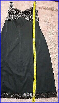 Vintage Saks Fifth Avenue Sexy Slip Chemise Size 38 Black Satin & Lace