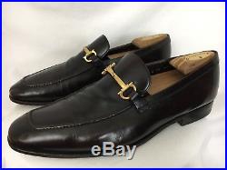 Vintage Salvatore Ferragamo Mens Dress Shoes Leather Brown Loafer Slip Ons 10 EE