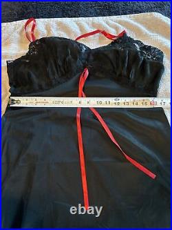 Vintage Satin Black Slip Dress Size 40