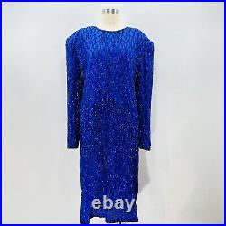 Vintage Sequin Blue Dress Plus Size 2XL Drag Queen Crossdresser Showgirl TV RARE