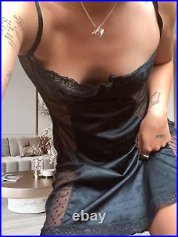 Vintage Sexy DOLCE & GABBANA Monogram Lace Bustier Satin Black Slip dress sz S/M