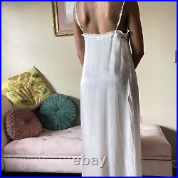 Vintage Sheer White Split Hem Silk Dress