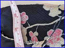 Vintage Silk Chiffon Y2K Slip Dress Bias Cut UK 16 Floaty Black Floral Cowl Neck