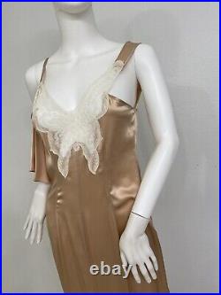 Vintage Silk Satin Bias Cut Long Slip Dress Maxi Dress Gown Made In US 0-2