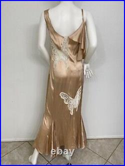 Vintage Silk Satin Bias Cut Long Slip Dress Maxi Dress Gown Made In US 0-2