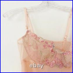 Vintage Silk Victoria's Secret Blush Pink Sheer Babydoll Slip Mini Lingerie 36C