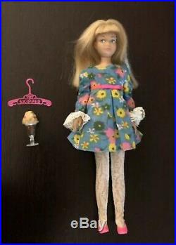 Vintage Skipper Doll & Rare Posy Party Dress Slip White Hose Pink Flats Icecream