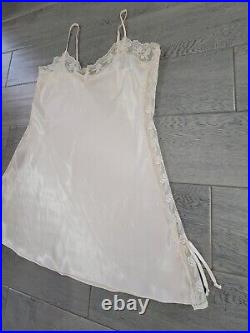 Vintage Slip Dress Nightgown Private Luxuries Sexy Lace Ivory Rose Size Large