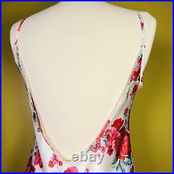 Vintage Slip Dress S Low Back Backless Floral Rose Honors Intimates Y2k 90s