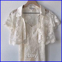 Vintage Slip Dress White Lace Womens Size Small Elegant Dainty Sexy Lingerie 70s