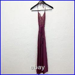 Vintage Slip Dress Wine Burgundy Purple Halter Lace Satin Small S Vanity Fair