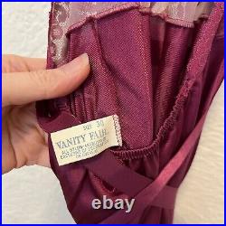 Vintage Slip Dress Wine Burgundy Purple Halter Lace Satin Small S Vanity Fair