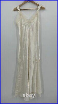 Vintage Slip Dress Women's Small Ivory Satin Babydoll Retro Fairy 70s 90s Y2k