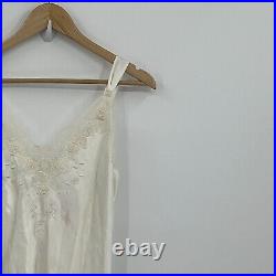 Vintage Slip Dress Women's Small Ivory Satin Babydoll Retro Fairy 70s 90s Y2k