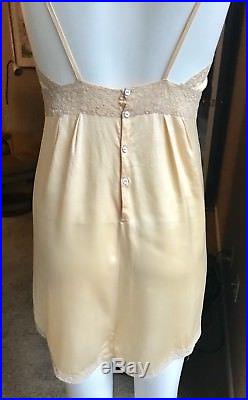 Vintage Slip/Nightgown, LUXURIOUS LINGERIE, silk and lace, 30's, Size 6, Peach
