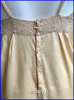 Vintage Slip/Nightgown, LUXURIOUS LINGERIE, silk and lace, 30's, Size 6, Peach