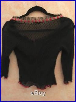 Vintage Small Betsey Johnson Mesh Slip Dress + Mesh Cardigan Black womens