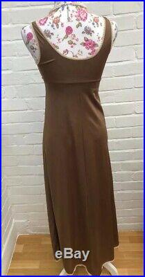 Vintage St Michael M&S Brown Slip Under Garment Night Dress Nightie Small XS