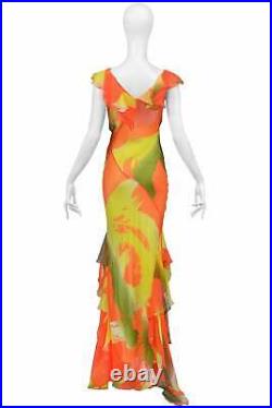 Vintage Stephen Burrows Colorful Silk Chiffon Bias Gown