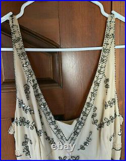 Vintage Style Dress Cream Silver Ivory Evening Gown US 6-8 Downton Abbey Gatsby