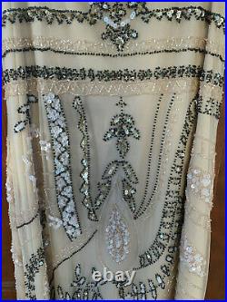 Vintage Style Dress Cream Silver Ivory Evening Gown US 6-8 Downton Abbey Gatsby