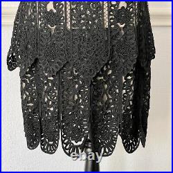 Vintage Sue Wong Slip Dress Crochet Soutache Embroidered Mesh Y2K Sz 10 Flapper
