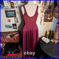 Vintage Sweetheart Lace Slip Dress Women's Small Burgundy Long Full Sweep 90s