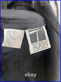 Vintage Tadashi Genuine Leather Black Corset Halter Maxi Slip Dress Gown
