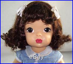 Vintage Terri Lee 16 Brunette Doll in Blue Check Dress & Can-Can Panties Slip