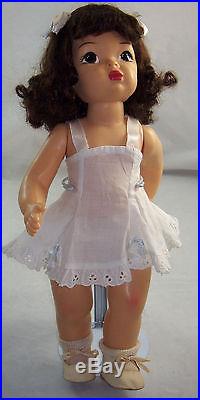 Vintage Terri Lee 16 Brunette Doll in Blue Check Dress & Can-Can Panties Slip